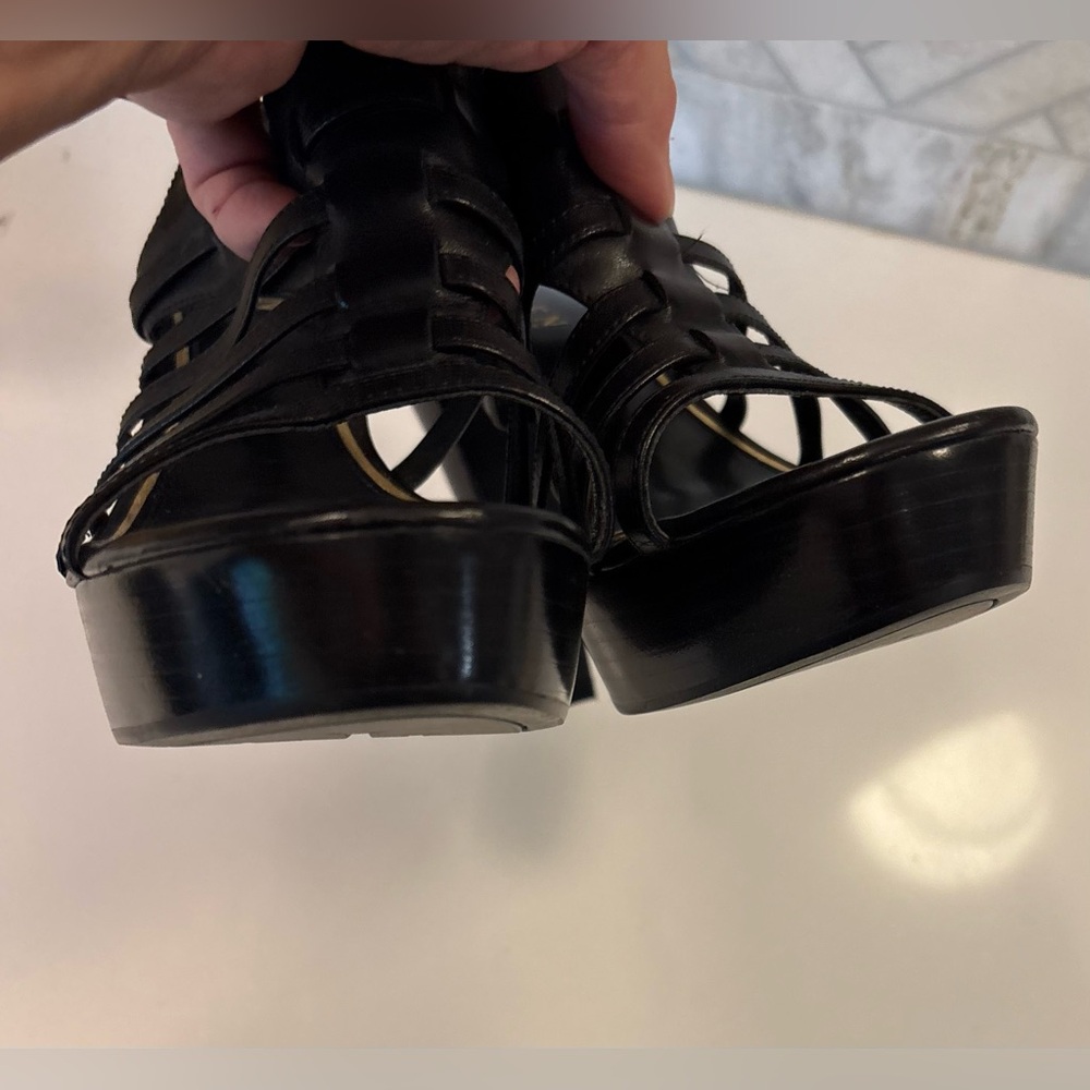 NWOT Ralph Lauren Francine Black Gladiator 4.75” Heels - Picture 10 of 15
